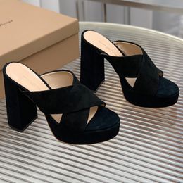 Gianvito Rossi Sheridan Platform Sandal Designer féminin Semelle dermique de luxe 100% cuir véritable Escarpins pour femmes 35-42 Été Slip-Ons escarpins à plateforme pour femmes Plateforme Talons hauts
