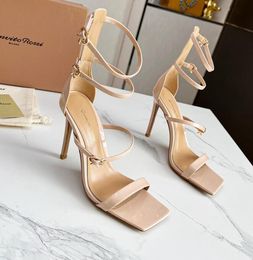 Gianvito Rossi talons aiguilles sandales à bout ouvert femmes Designers de luxe bride à la cheville chaussures de soirée banquet chaussures de bureau d'usine derrière les chaussures à glissière avec boîte