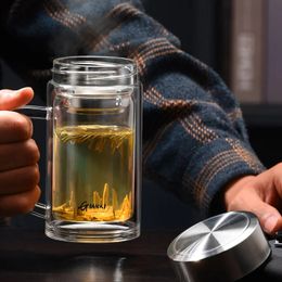 GIANX verre à thé avec filtre Double paroi verre isolé tasse d'eau bureau bouteilles claires hommes d'affaires Drinkware 240124