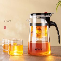 GIANXI théière en verre épaissi filtrage à un bouton théière de séparation du thé ménage machine à thé résistante aux hautes températures 240124
