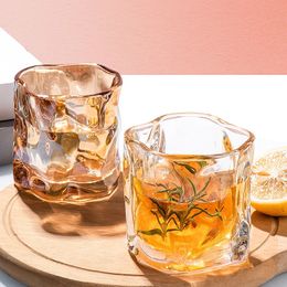 Gianxi Transparant Glass Mug Glacier Wine Whisky Coffee Cup Huishouden Drinking Juice Onregelmatige vorm Cups Drinkware 240408