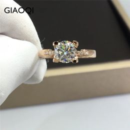 Giaoqi 18K rose Gold plaqué original 12 Tester diamant passant Round Brilliant D Color Cow Head Anneau de mariage 240412