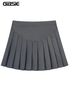 Gibsie plus taille femmes hautes jupe plissée kawaii école décontractée coréenne gris gris mini jupe pour filles 240328