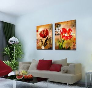 Giclee Print Canvas Wall Art Tulip Flower Contemporary Abstract Floral Painting Home Decor Set20003