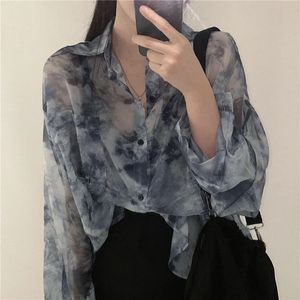 Gidyq S4xl Tie de mode Dye Shirts Femmes coréen lâche décontracté Proof tout le chemisier Y2K Vintage Harajuku Gothic Top Summer 240407