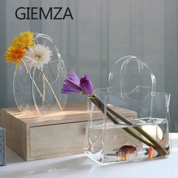 Giemza Acrylique Vase Vase Transparent Sacs Panier de magasin