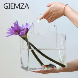 Giemza nordique transparent en acrylique fashion femme sac vase panier de magasinage léger luxe salon