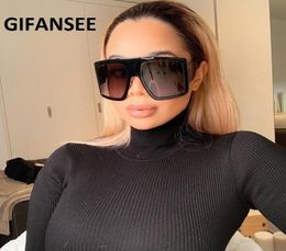 Gifansee Square Sunglasses Femme Men Brand Designer Cadre transparent surdimension