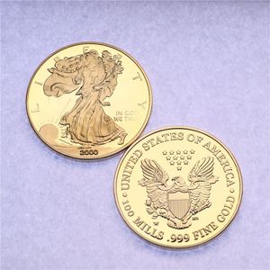 Geschenk 1 oz Amerikaanse Adelaar Gouden Munt Vrijheidsbeeld SilverCoin Verguld Ambachten Relatiegeschenk Collectie Acryl Verzegeld Individuele Verpakking Spiegeleffect cx