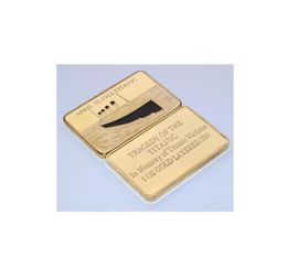 Cadeau 10pcslot 24k Gold plaqué de lingots bar tragédie des victimes de souvenirs du Titanic 1 oz en or 999 CX4349939
