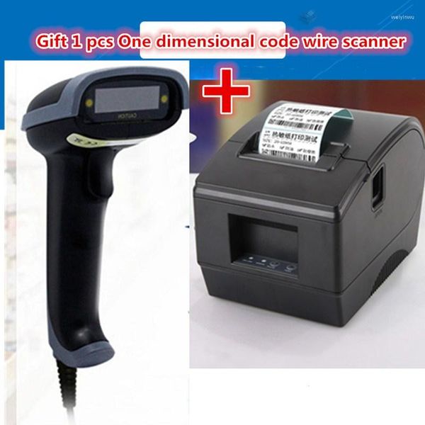 Regalo 1 Uds 1D escáner con cable impresoras de etiquetas de código de barras soporte de impresora de ropa térmica 58mm impresión de etiquetas/boletos