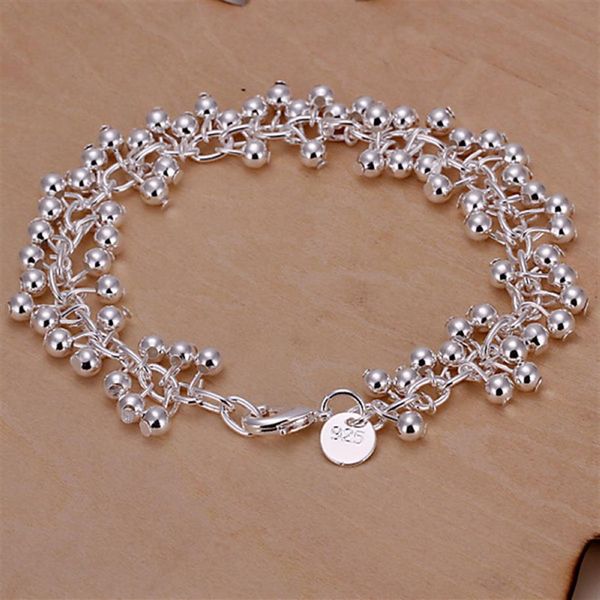 Regalo pulsera de uva ligera de plata 925 DFMCH017 Nueva moda pulseras de eslabones de cadena chapadas en plata esterlina 925 high254F