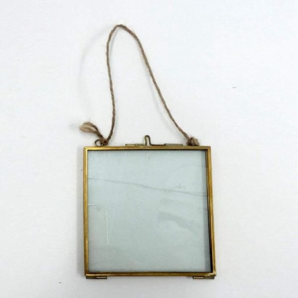 Cadeau Antique en laiton suspendus photo verre Po cadre en métal Portrait Vintage support suspendus cadres photo décor à la maison Gift238B