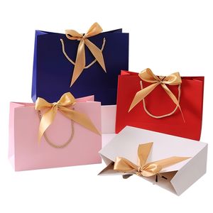 Gift Bag Goud Huidige Doos voor Kleding Boeken Verpakking Gouden Handvat Papier Box Tassen Kraftpapier Gift Bag met Handles Dec 211108