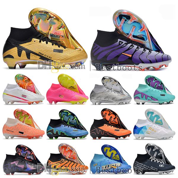 Sac cadeau Enfants Garçons Filles Chaussures de football pour enfants CR7 Superflys IX 9 Elite FG Crampons Ronaldo Mbappes Zooms Chaussures de football Baskets d'extérieur athlétiques Botas De Futbol