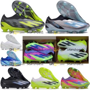 Geschenktasje Kwaliteit Voetbalschoenen X Crazyfasts.1 FG Laceless Voetbalschoenen Heren Stevige Grond Zacht Leer Gebreide Voetbalschoenen Outdoor Training Botas De Futbol US 6.5-11