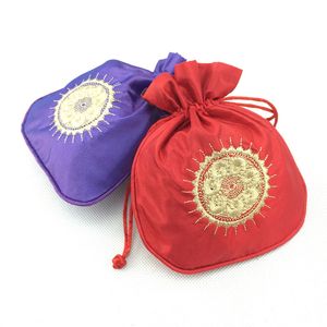 Chinese ambachtelijke kleine gift verpakking zakken voor sieraden opbergtas satijnen stof borduurwerk zon trekkoord geur lavendel sachet zakje