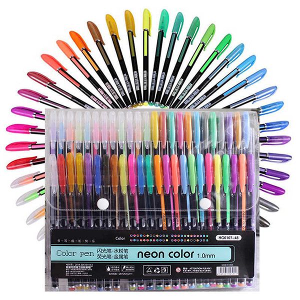 Cadeau stylos à bille stylos à bille Haile 12/24 pièces métalliques paillettes couleurs Gel stylos pour école bureau adulte coloriage livre journaux dessin Art marqueurs Promotion stylo