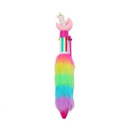 Cadeau stylos à bille multicolore arc-en-ciel en peluche cheval stylo rétractable Gel encre stylo à bille navette stylos de couleur dessins d'animaux de dessin animé