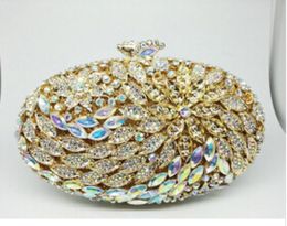 Geschenkdoos dame vintage luxe diamanten avondtassen reële goud vergulde dames kristallen bloemkoppelingszak voor bruidsbruinkoppeling1465603