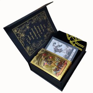 Coffret cadeau de luxe feuille d'or Tarot marque 12*7 cm estampage PVC carte de jeu de société imperméable et résistante à l'usure 240223
