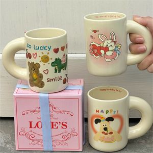 Boîte-cadeau avec original mignon graffiti dessin animé ours tasse en céramique tasse de tasse de tasse de tasse de tasse de tasse de girle