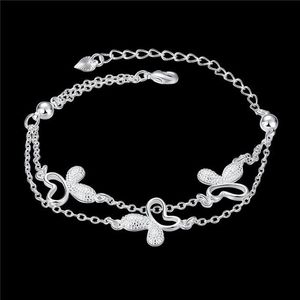 gift Vlinder 925 zilveren armband JSPB409 meisje vrouwen sterling verzilverd Charm Bracelets310P