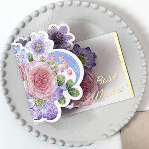 Cadeaubonnen 1 Set unieke cadeauskaart NiceLooking Blessing Card Foldable 3D Flower Mothers Day Blessing Card Decorative Z0310