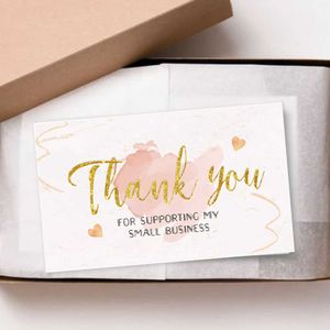Cadeaubonnen 30 PCSPACK Dankje Card Foil Gold Card Bedankt voor uw ondersteuning van mijn kleine zakenkaart Small Shop Gift Decorative Card Z0310