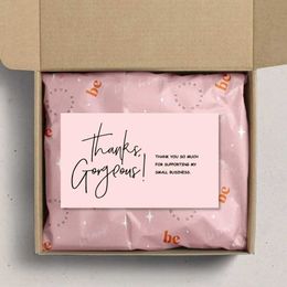 Tarjetas de regalo 30pcs/paquete de la tarjeta de agradecimiento rosa por la decoración del paquete comercial de la tarjeta de presentación gracias a mano con el amor D240529