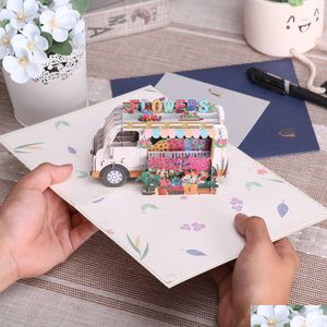 Cadeaukaarten 3D Flower Truck Verjaardagskaart voor vrouw moeder dochter Moederdag groet Drop Delivery Dhwar