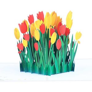 Tarjetas de regalo 3D para tarjeta de felicitación emergente, tarjeta de cumpleaños con flor de tulipán para madres, San Valentín, Da Z0310