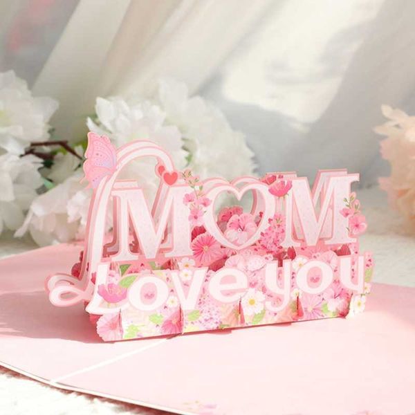 Cartes-cadeaux 3D fête des mères amour maman carte de voeux vacances cadeau décoration fournitures pour femmes anniversaire Invitation carte de message B03E Z0310