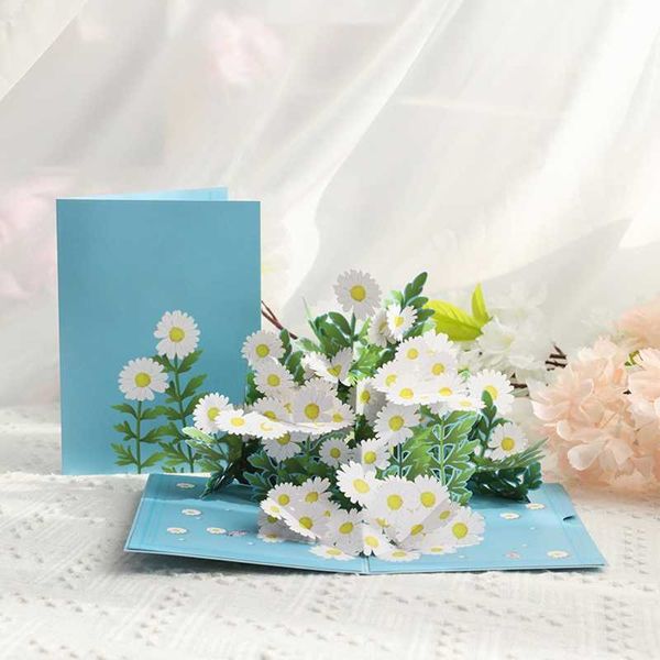 Tarjetas de regalo 3D Pop Up Cards Daisy Flower Tarjeta de felicitación con sobre para el día de la madre Mamá Presente Mujer Cumpleaños Regalo del día de San Valentín Z0310