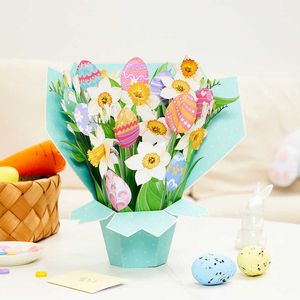 Cartes-cadeaux 3D Pop Up fleur carte de voeux de mariage fête des mères cartes postales de Pâques oeuf de Pâques Bouquet grandeur nature Z0310