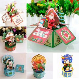 Cartes-cadeaux 3D Pop Up Card de vœux DIY POSE POSE BÉNÉDANCE CARDE CADE DÉCOR DE PARTIE JOYE JRINCE NOUVEAU ANNE ANNÉE Noel Navidad D240529
