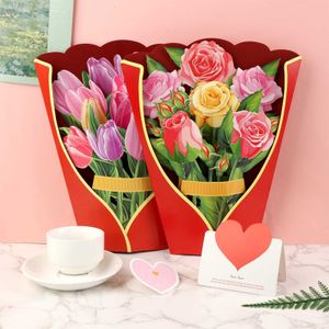 Cartes cadeaux 3D Pop Up Cartes de fête des mères Cadeaux Bouquet floral Cartes de vœux Fleurs pour maman femme Anniversaire Sympathie Get Well 115 pouces Life Z0310