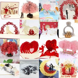 Cartes-cadeaux 3D Pop UP Invitation de mariage cartes de voeux Saint Valentin amoureux carte-cadeau fleur pour petite amie enseignant Mather Day vente en gros Z0310