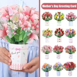 Cartes-cadeaux Cartes de voeux de fleurs 3D Fête des mères Carte de voeux 3D Bouquet de fleurs Carte de voeux pour mère épouse enseignant meilleur Gif N5a2 Z0310