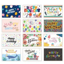 Tarjetas de regalo Tarjetas de felicitación 12 Tarjetas de felicitación para sobres Grandes tarjetas de feliz cumpleaños para adultos y niños para escribir bendiciones 10x15cm WX5.22