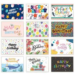 Cartes-cadeaux Cartes de voeux 12 cartes de joyeux anniversaire avec enveloppes pour enfants pour enfants cartes d'invitation de fête adultes cartes-cadeaux pliants wx5.22