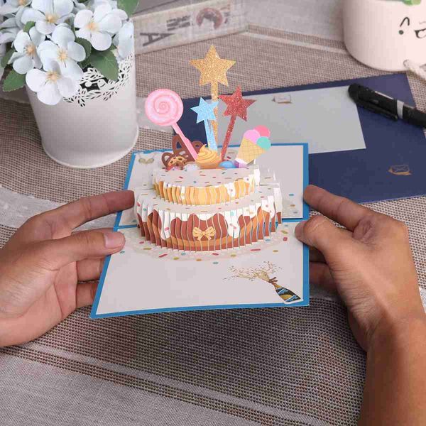 Cartes-cadeaux Cartes de voeux 3D Pop-up Card-cadeau d'anniversaire Business Childrens Carte de voeux femme mari Baby Shower 2 Couleurs WX5.22