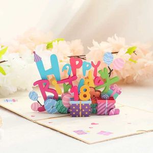 Tarjetas de regalo Tarjetas de felicitación 3D Pop-Up Feliz cumpleaños CARJETA DE INVITACIÓN Corte láser