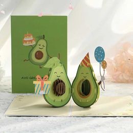Cartes-cadeaux Cartes de voeux 3D Up Avocado Birthday Card Handwritten Bénédiction MERCI DÉCORATION DE CARD