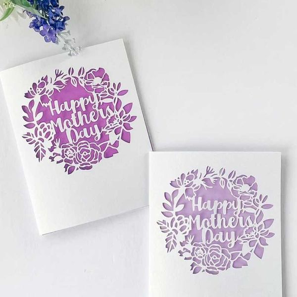 Tarjetas de regalo feliz día de la madre y corona de flores troqueles de corte de Metal plantilla DIY Scrapbooking Eming herramienta plantilla para álbum de tarjetas de papel Z0310