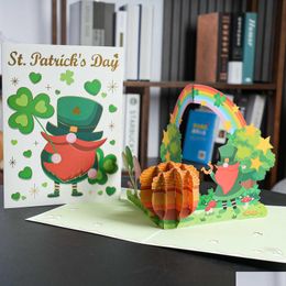 Cadeaukaarten Happy St Patricks Day Festivalkaart 3D Pop-up Klavergroet Drop Levering Speelgoed Geschenken Dh5nr