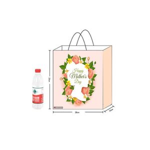 Tarjetas de regalo Festival de Kraft Bolsa de papel Amor Corazón Patrón de flores Día de la madre Embalaje Tienda de ropa Ropa para mujer Logotipo impreso Suppo DH0Le