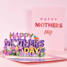 Tarjetas de regalo amor Día de la madres Día emergente Best Mom para Madre Day Pop Up Up 3d Flower Invitation Tarjeta Z0310