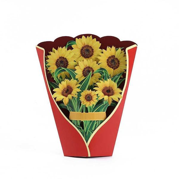 Cartes-cadeaux Cartes en papier Bouquet de fleurs de tournesol Cartes de vœux 3D pour maman Cartes de vœux pour la fête des mères Toutes les occasions Z0310