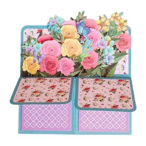 Cartes-cadeaux Paper Up Fleurs Cartes d'anniversaire colorées pour les femmes Carte de fête des mères Forever Flower Bouquet 3D Up Paper Flower Pour Pâques Mère Z0310